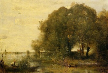 Jean Baptiste Camille Corot Painting - Península boscosa plein air Romanticismo Jean Baptiste Camille Corot